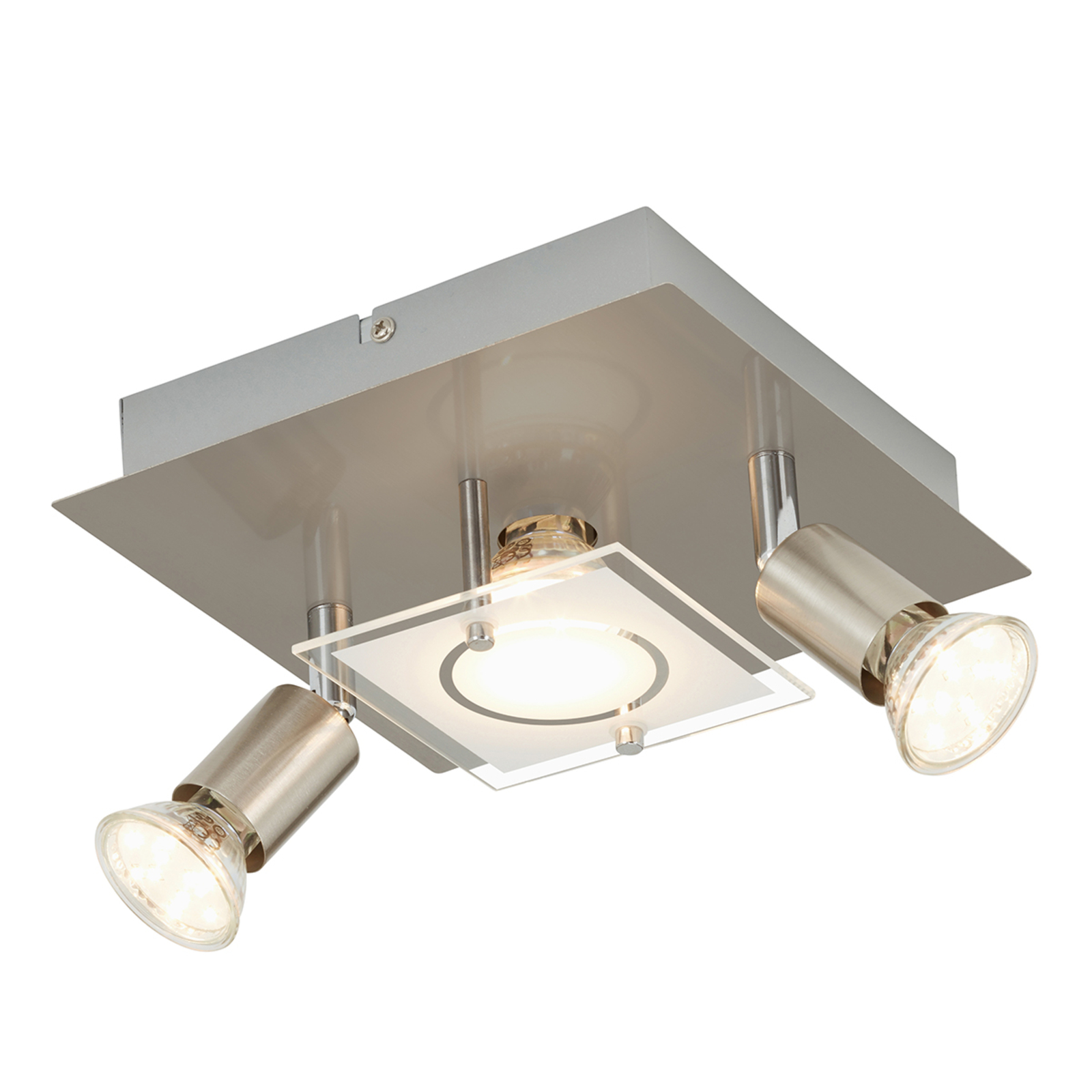 Compra Lámpara LED de techo niquelada mate Start, 3 luces | Lampara.es