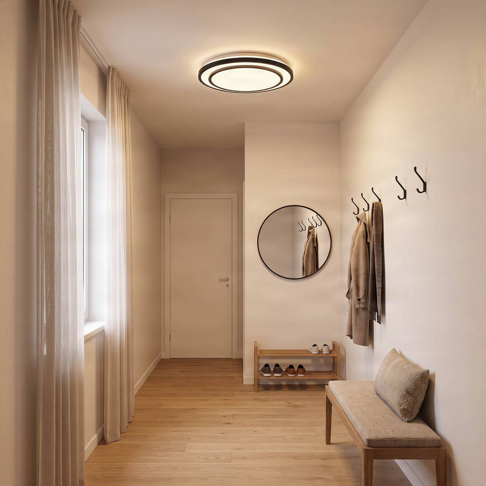 Lindby LED plafondlamp Essina, zwart, metaal, CCT, dimbaar.
