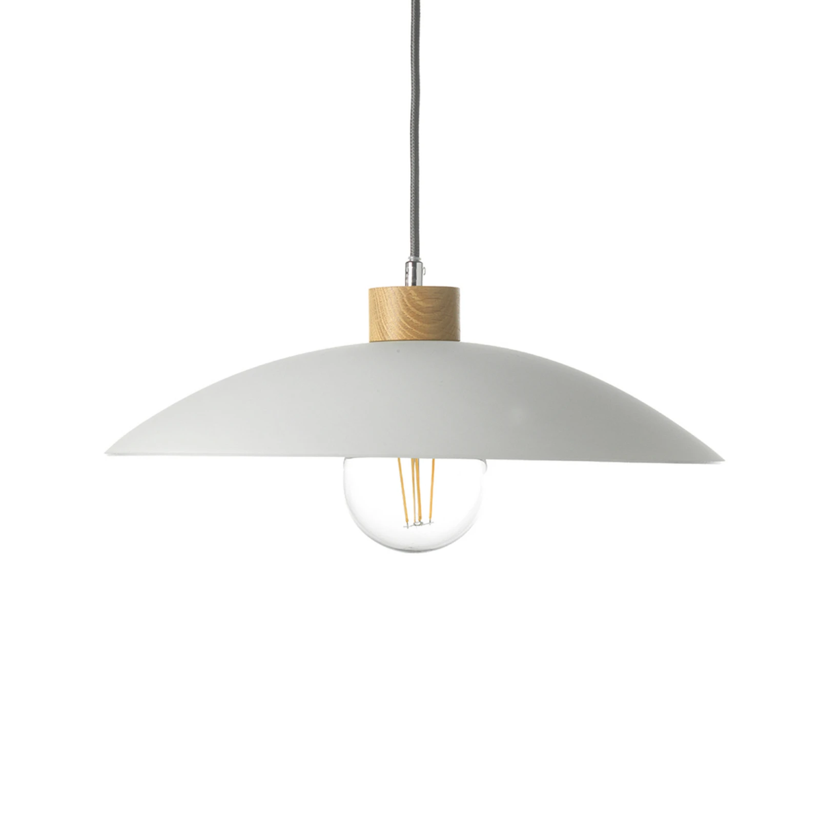 Candeeiro suspenso OHANA, vidro opalino, madeira de carvalho, Ø 40 cm, E27