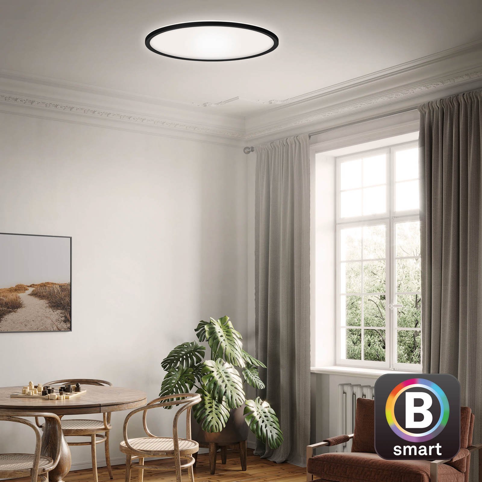 LED ceiling lamp Slim smart black dimmable CCT Ø 42 cm