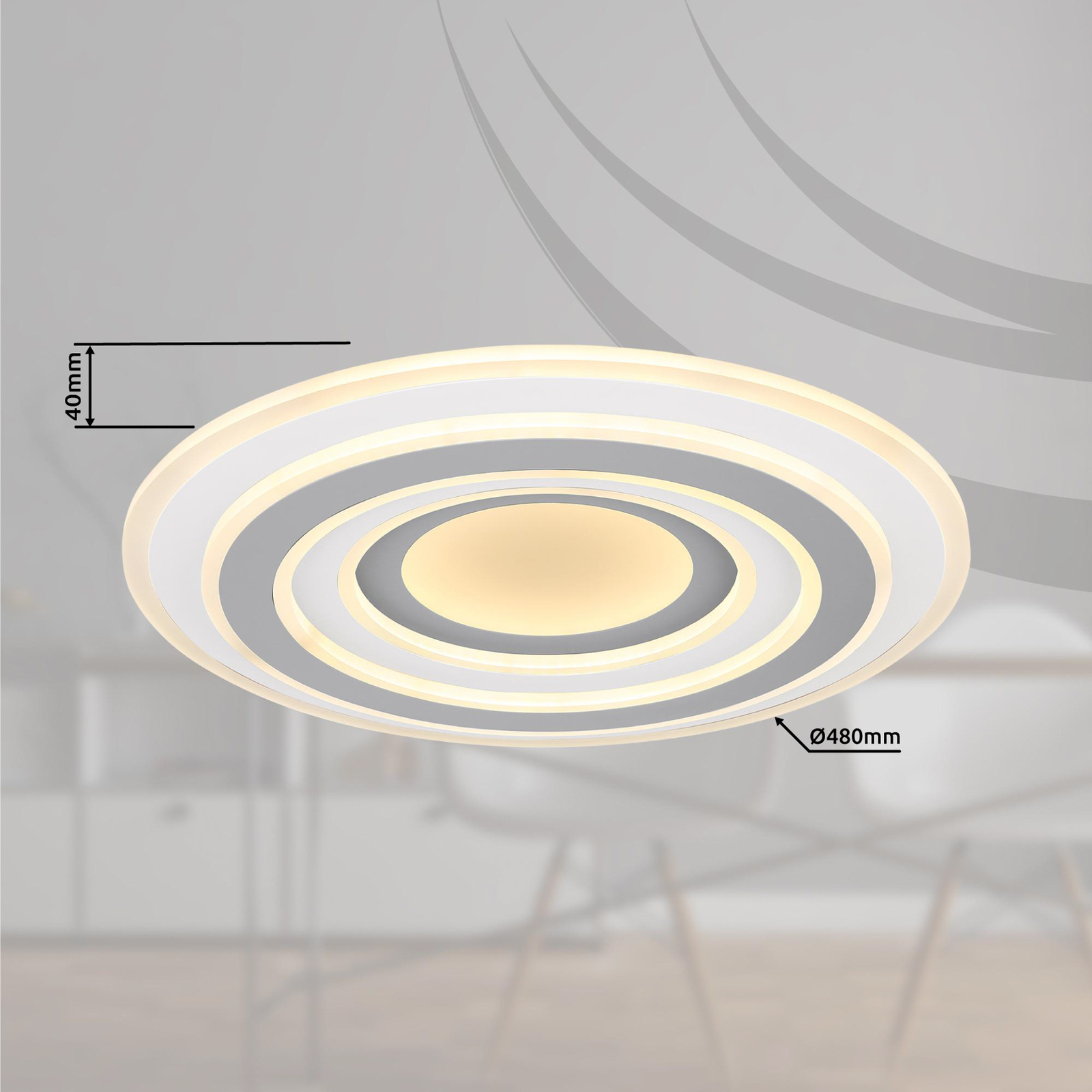 Plafonnier LED Sabatino, blanc/anthracite, Ø 48 cm, CCT