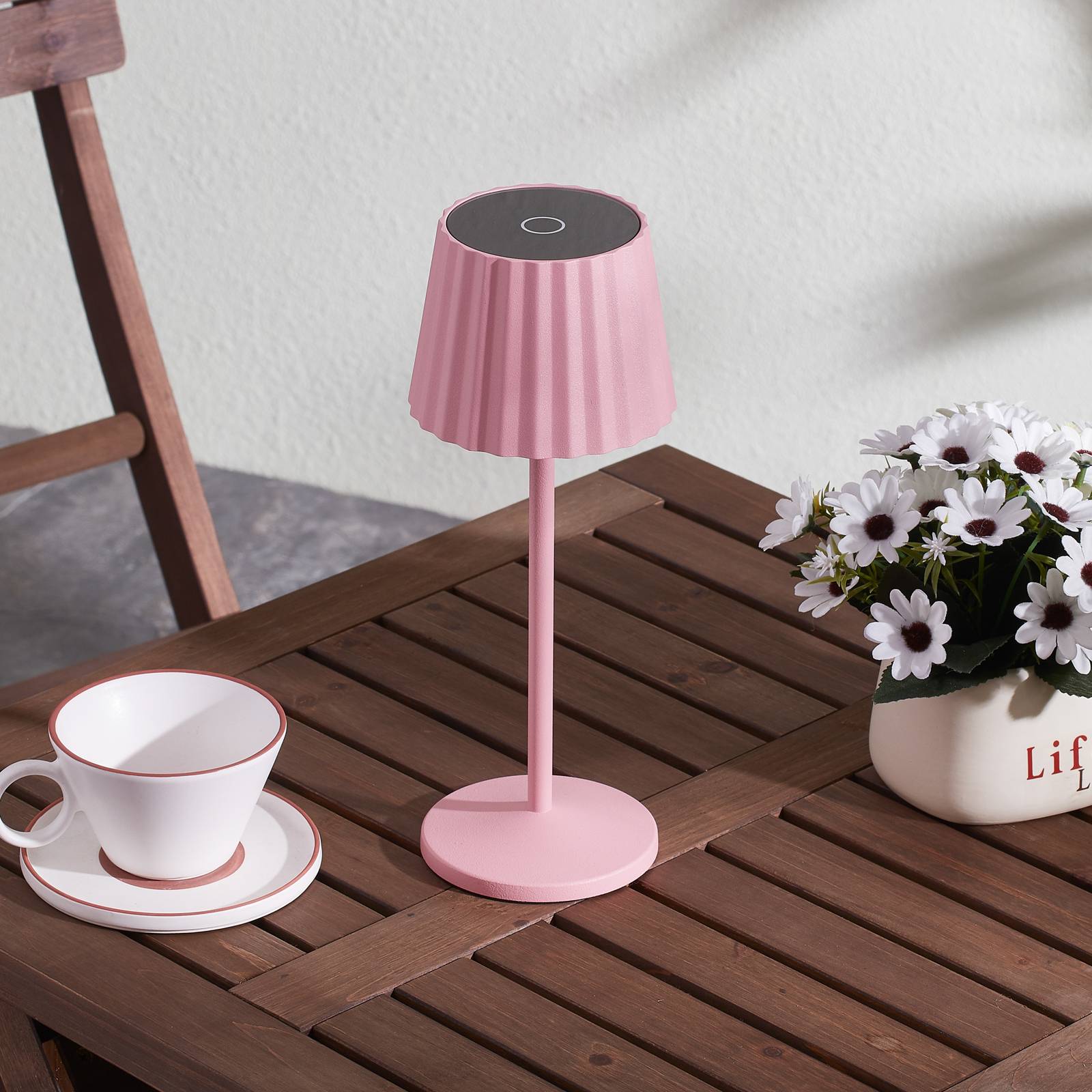 Lindby LED-es, újratölthető asztali lámpa Esali, rózsaszín