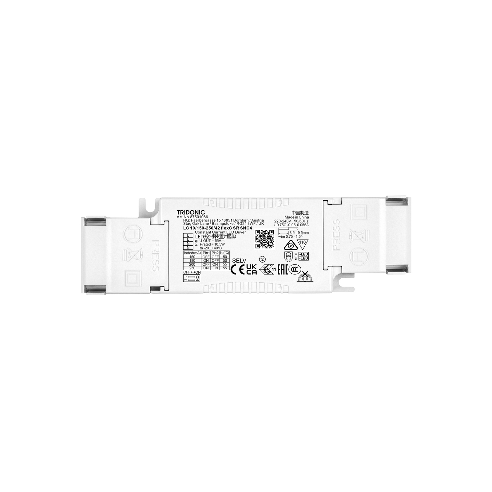 Kompaktní LED ovladač TRIDONIC LC 10/150-250/42 flexC SR SNC4