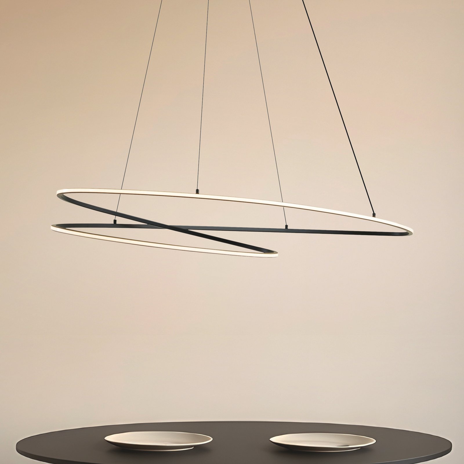 Gavril LED hanglamp, zwart, dimbaar, 100 cm - Lucande Gavril LED hanglamp, zwart, dimbaar, 100 cm - Lucande