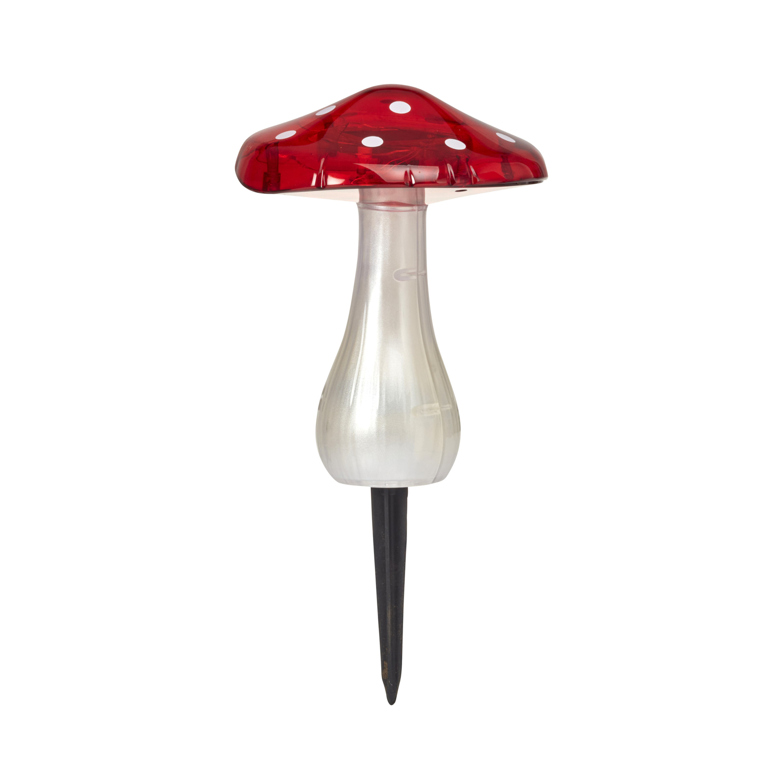 Magic Mushroom LED solcellejordspyd, sett med 3, rød/hvit