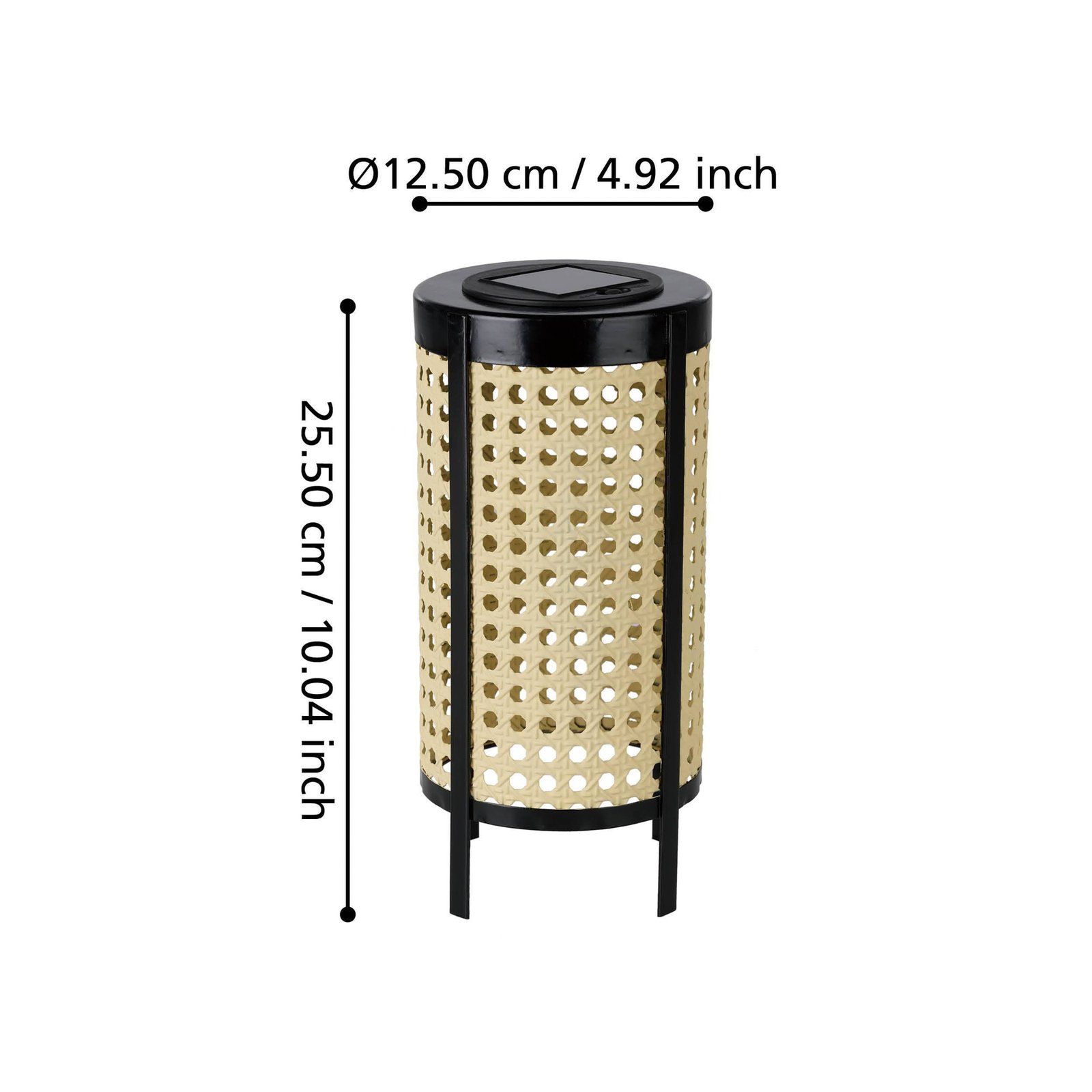 LED galda lampa ar saules baterijām 48929, augstums 26 cm, melna/bēša