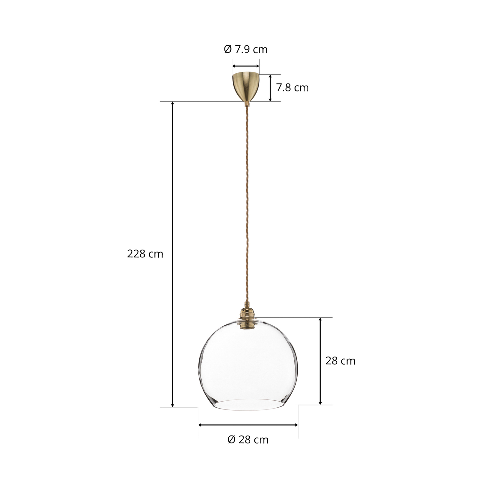 EBB & FLOW Rowan lampa wisząca szkło, złota Ø 28cm