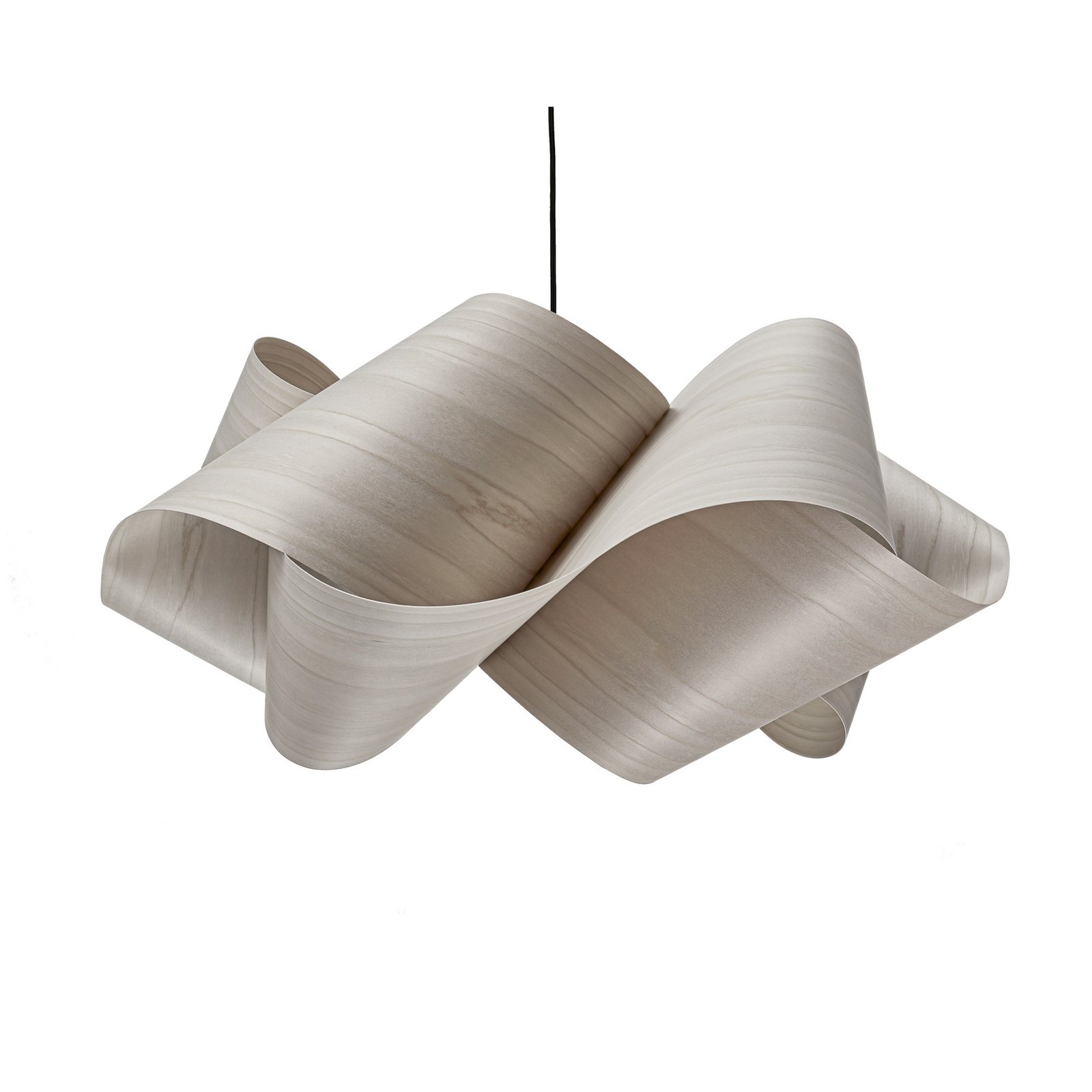 LZF hengelampe Swirl, grå/nikkel, Ø 75 cm, tre