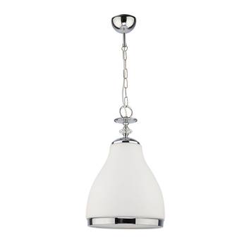 Hour hanging light, chrome, with opal glass