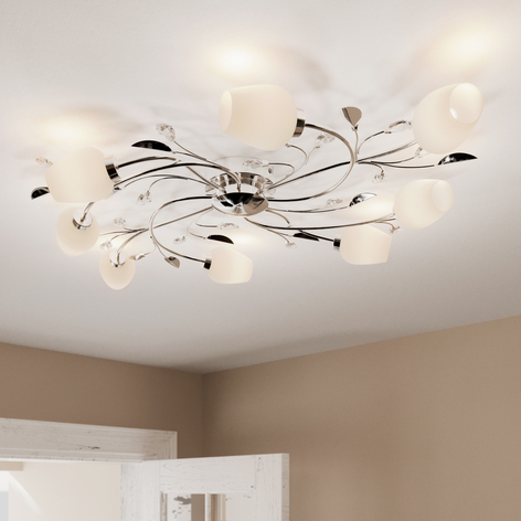 Plafonnier Freda, chromé, à 8 lampes