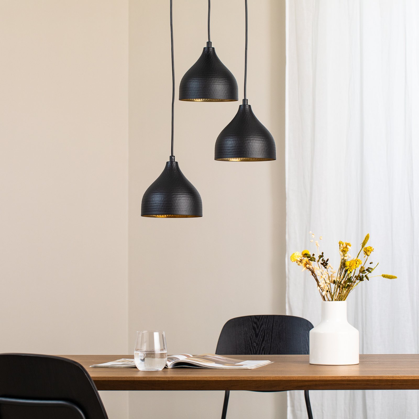 Κρεμαστό φωτιστικό Τατουάζ 6201 3-light rondel μαύρο / χρυσό