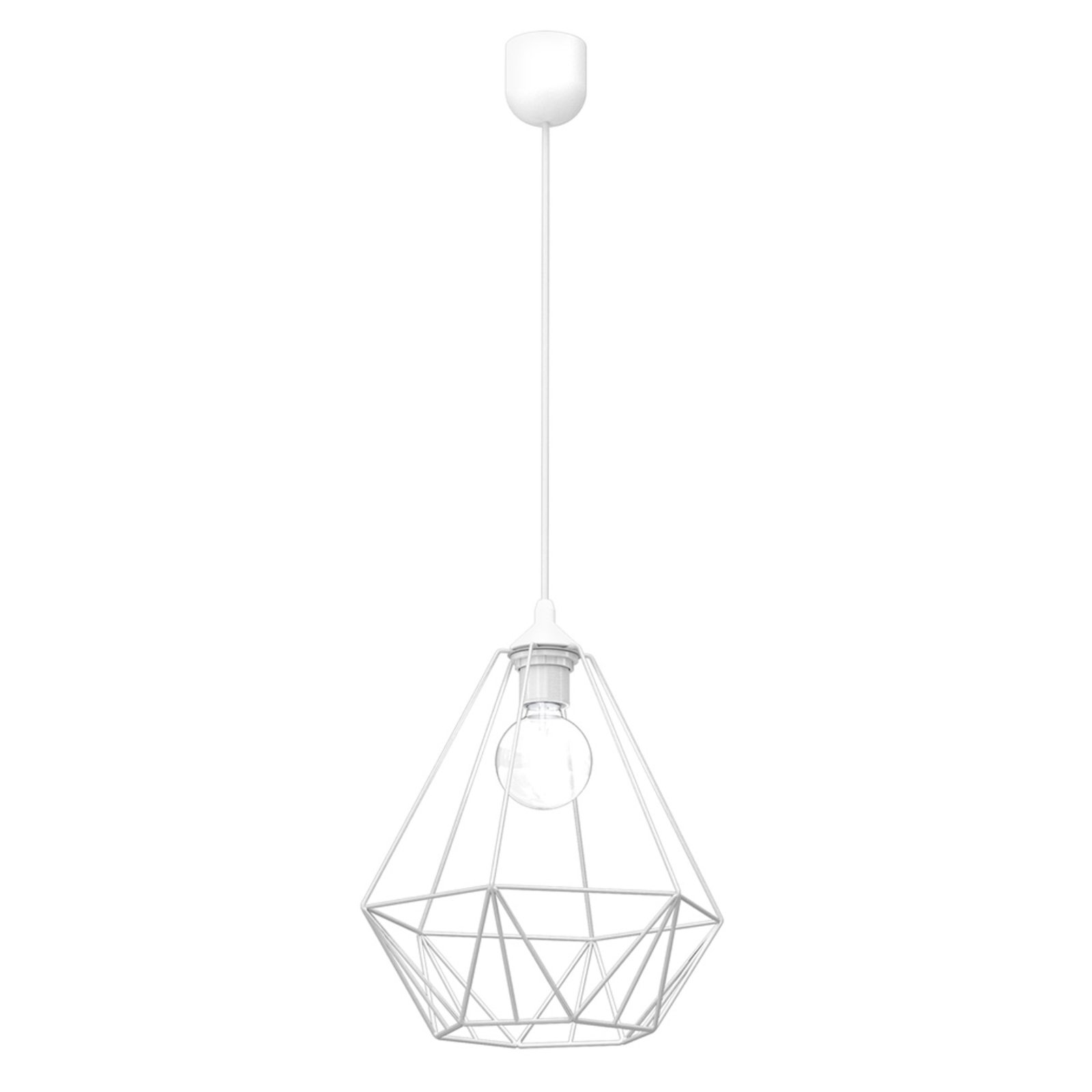 Basket hanging light, white, one-bulb