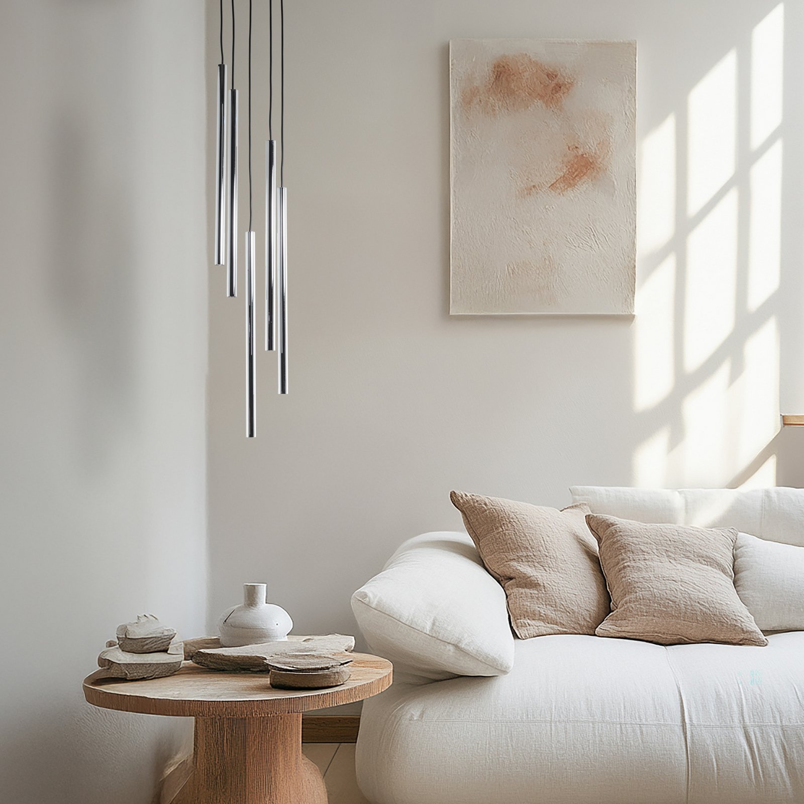 Hängeleuchte Sopel Lux, 5-flammig, rund, schwarz/silber, G9