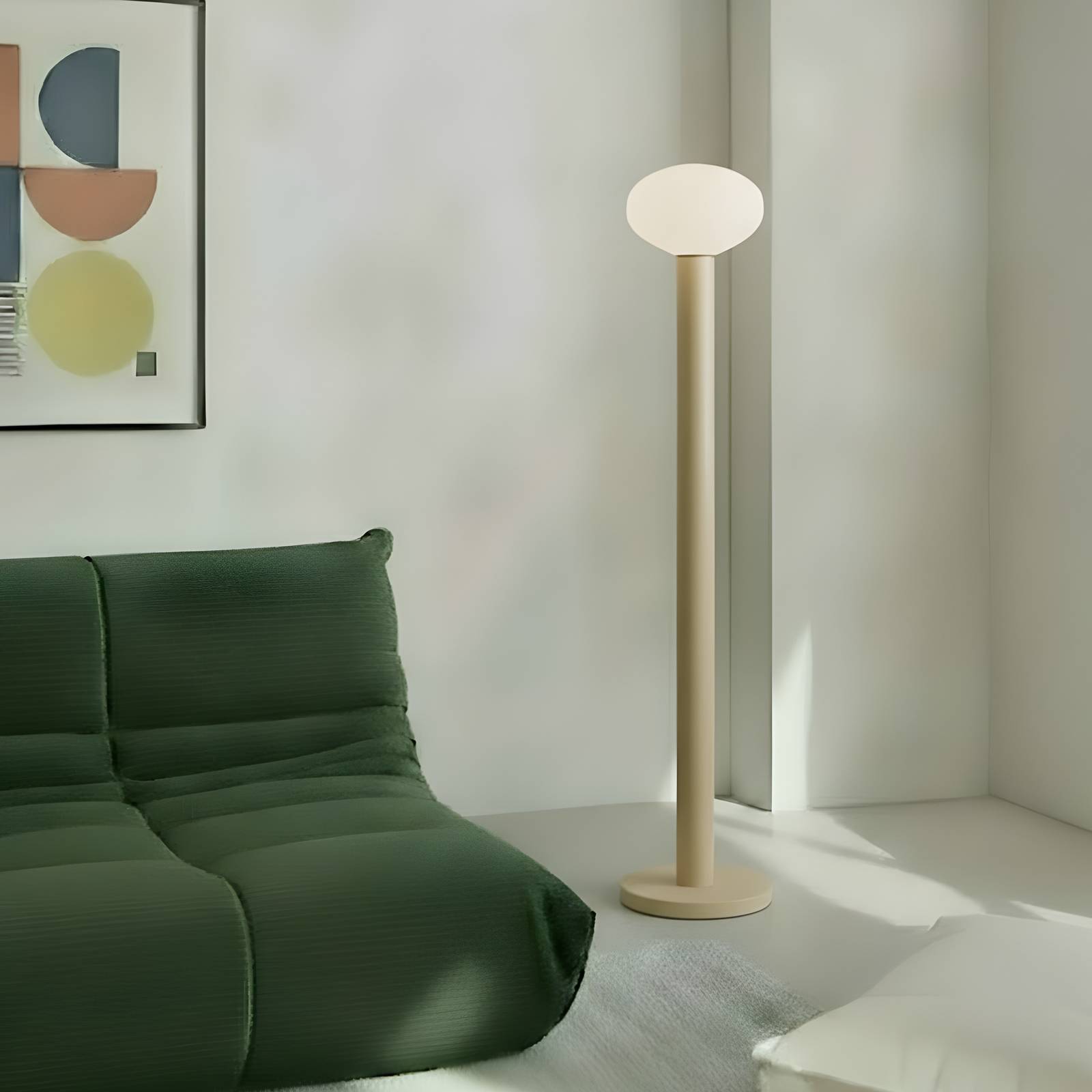 Stehleuchte Flo, beige, Höhe 138 cm, 1-flammig, Glas günstig online kaufen