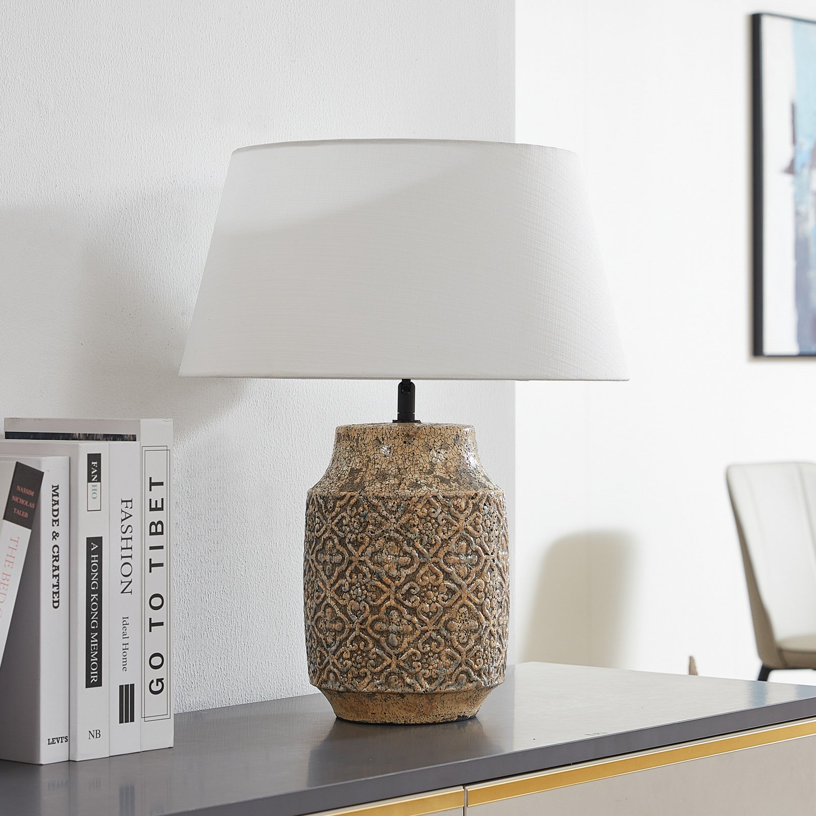 Aelith Tischleuchte Ø40 White/Grey - Lindby