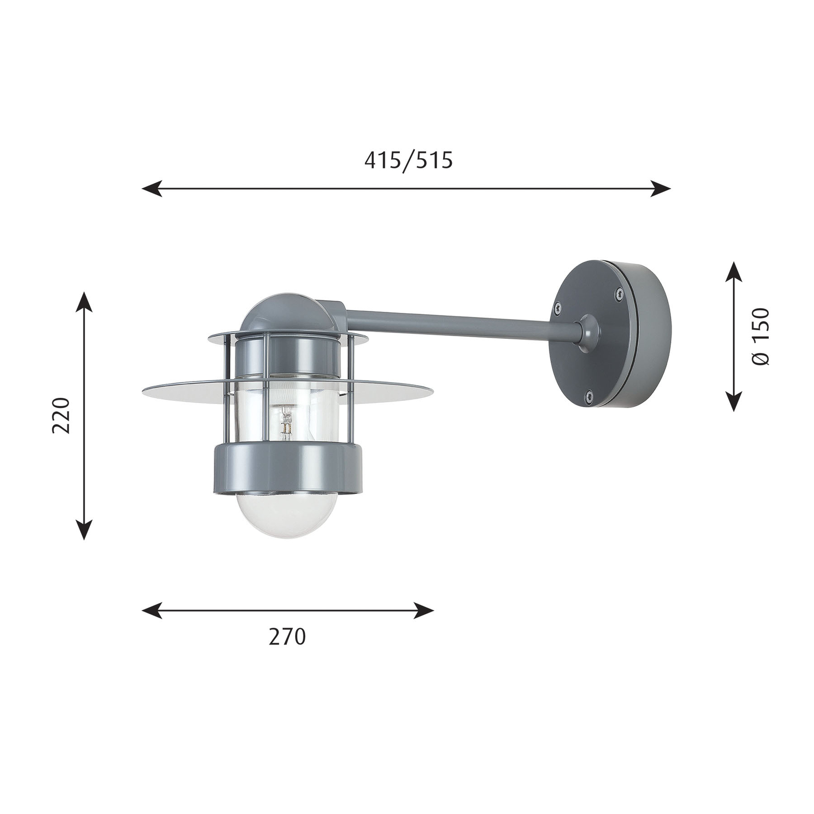 Albertslund Wall Lamp Grey Long E27 - Louis Poulsen