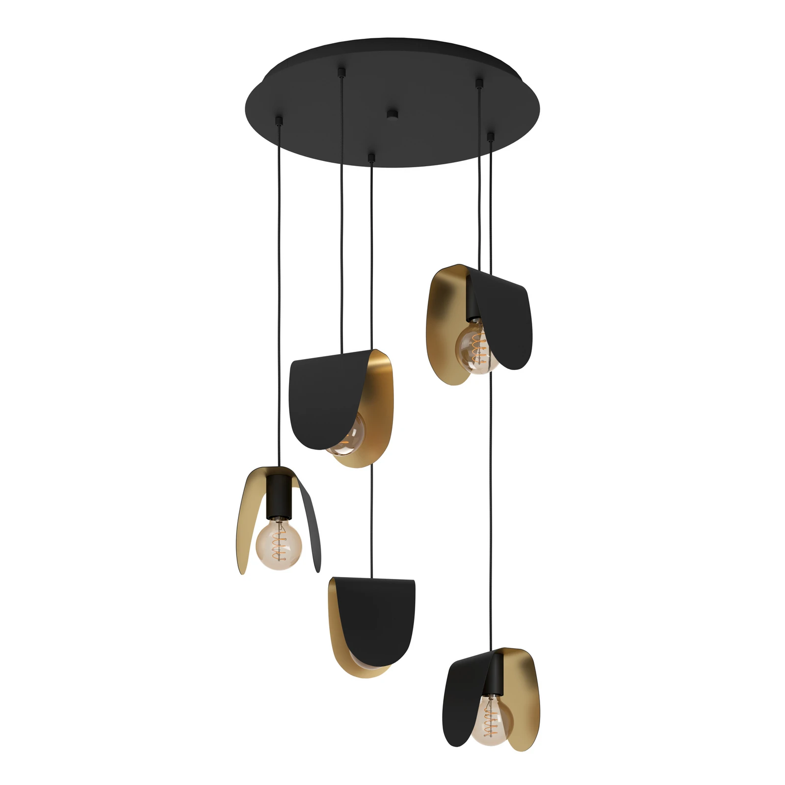 EGLO Stars of Light hanglamp Serenara, 5-lamps, zwart/goud