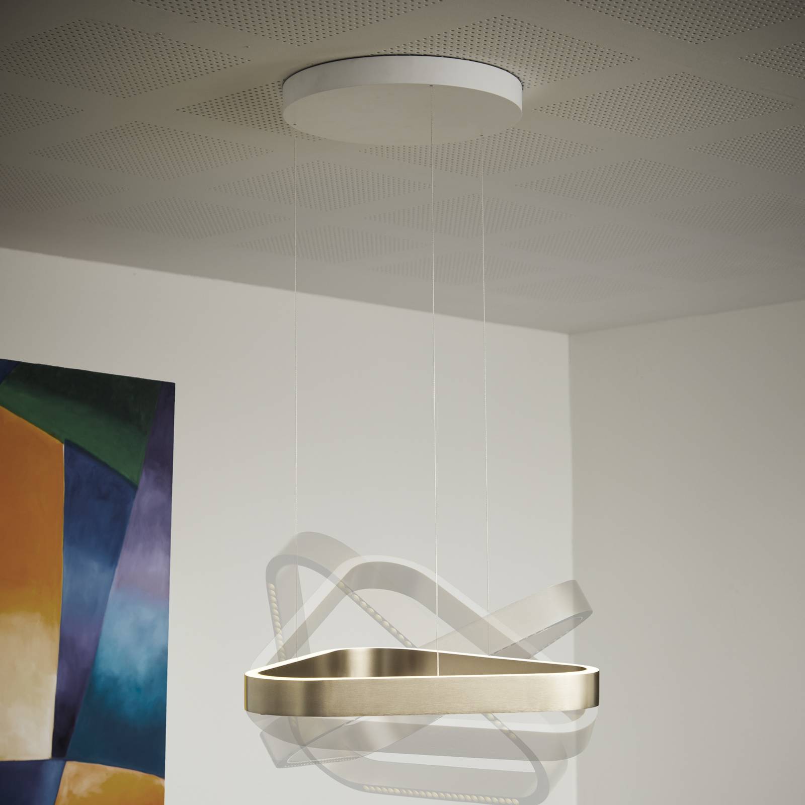 LOOM DESIGN żyrandol LED Trigon, kremowa, 60 cm, aluminium