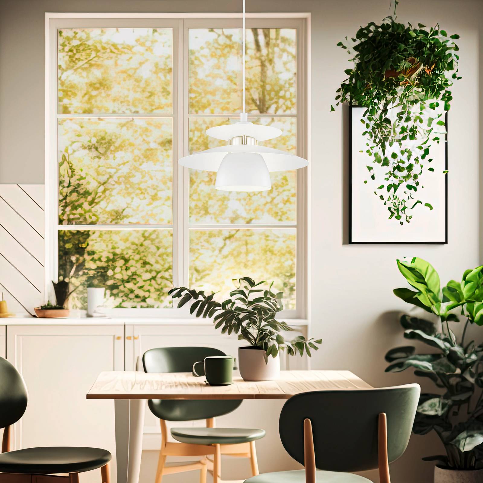 Hängeleuchte Brenda, weiß/nickel matt günstig online kaufen