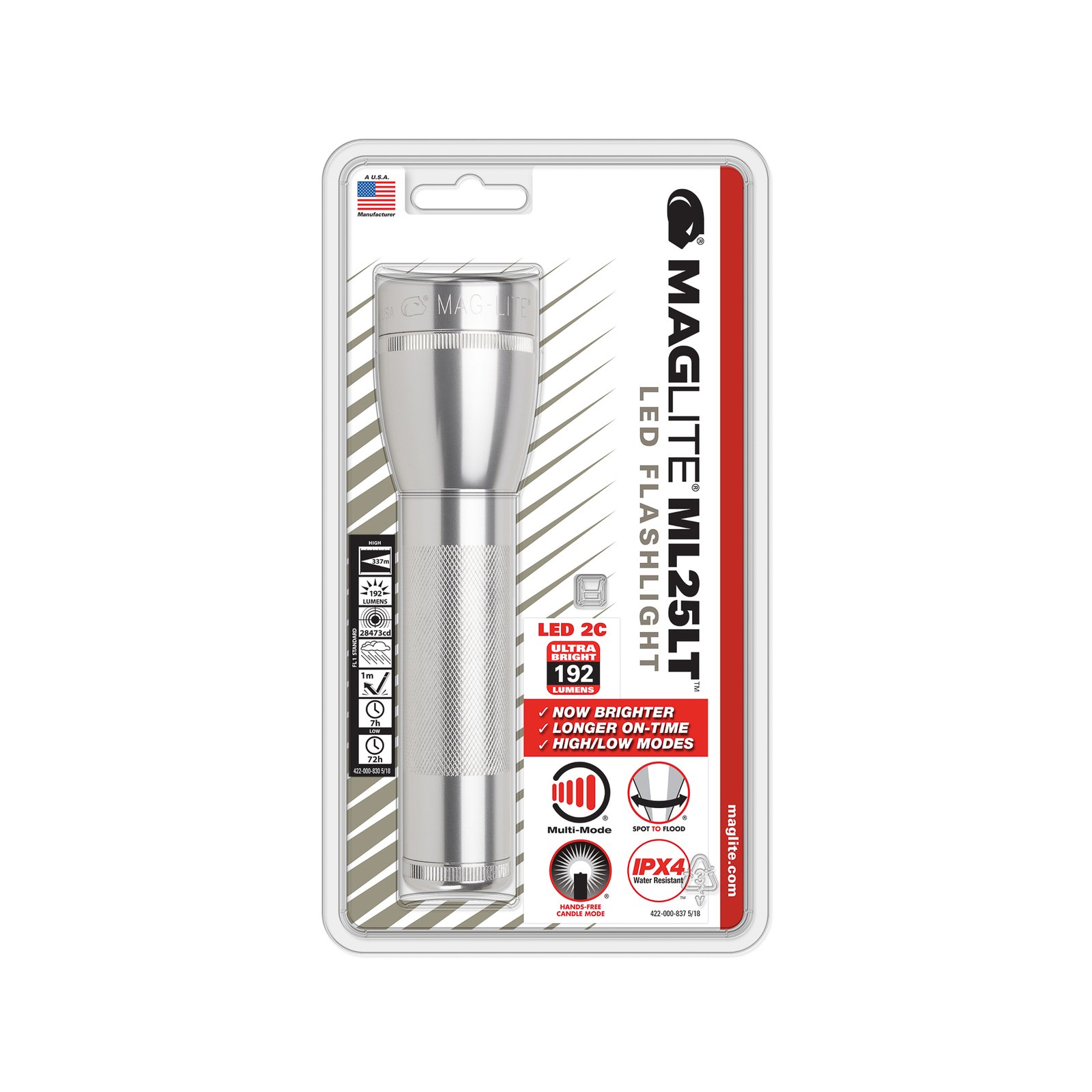 Maglite LED-ficklampa ML25LT, 2-cell C, silver