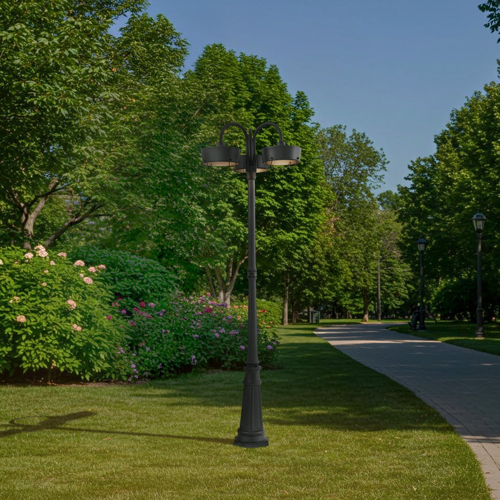 Prios LED välisvalgusti Thorus, 204 cm, must, 3-valgusti, IP44