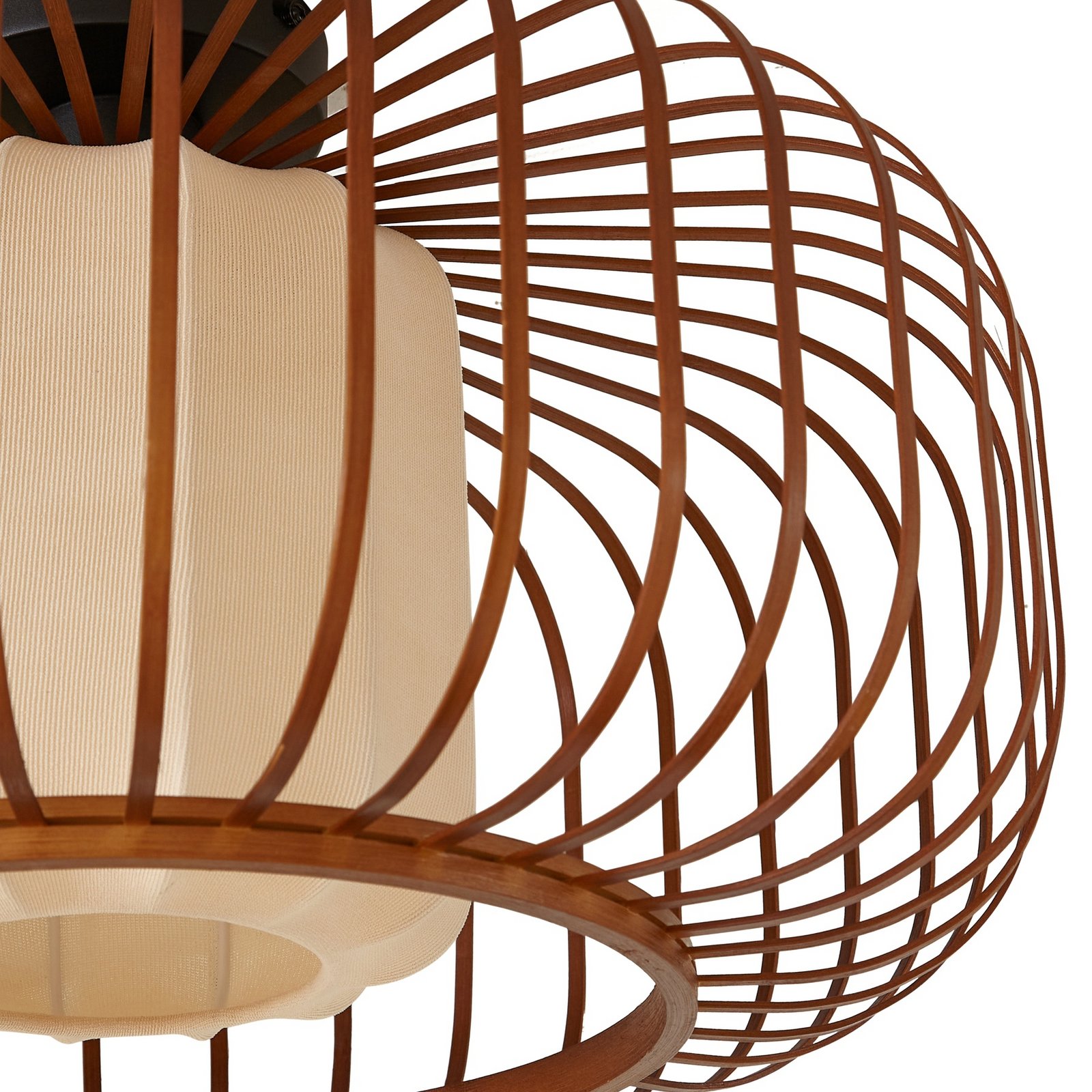 Stropní světlo Davella, Ø 50 cm, bambus, textil – Lindby