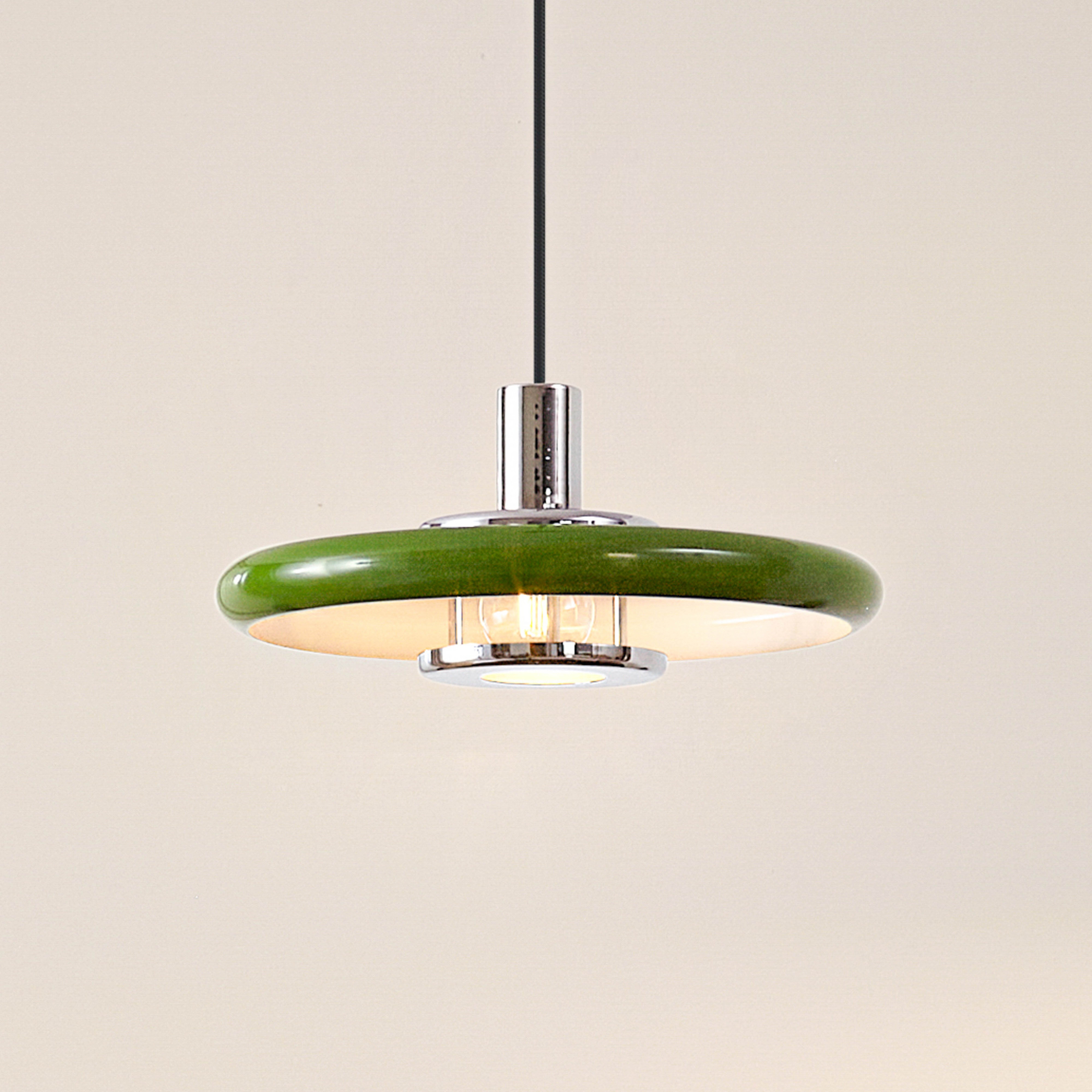 Lindby Pendelleuchte Branford, Retro, Ø 35 cm, grün, Metall