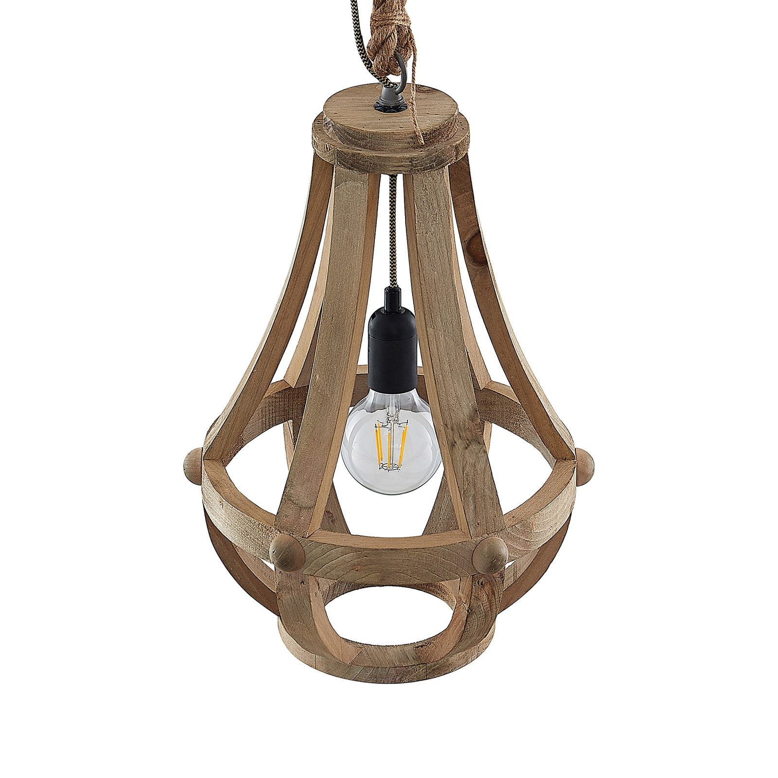 Lindby Tojaka hanglamp van hout, 32 cm