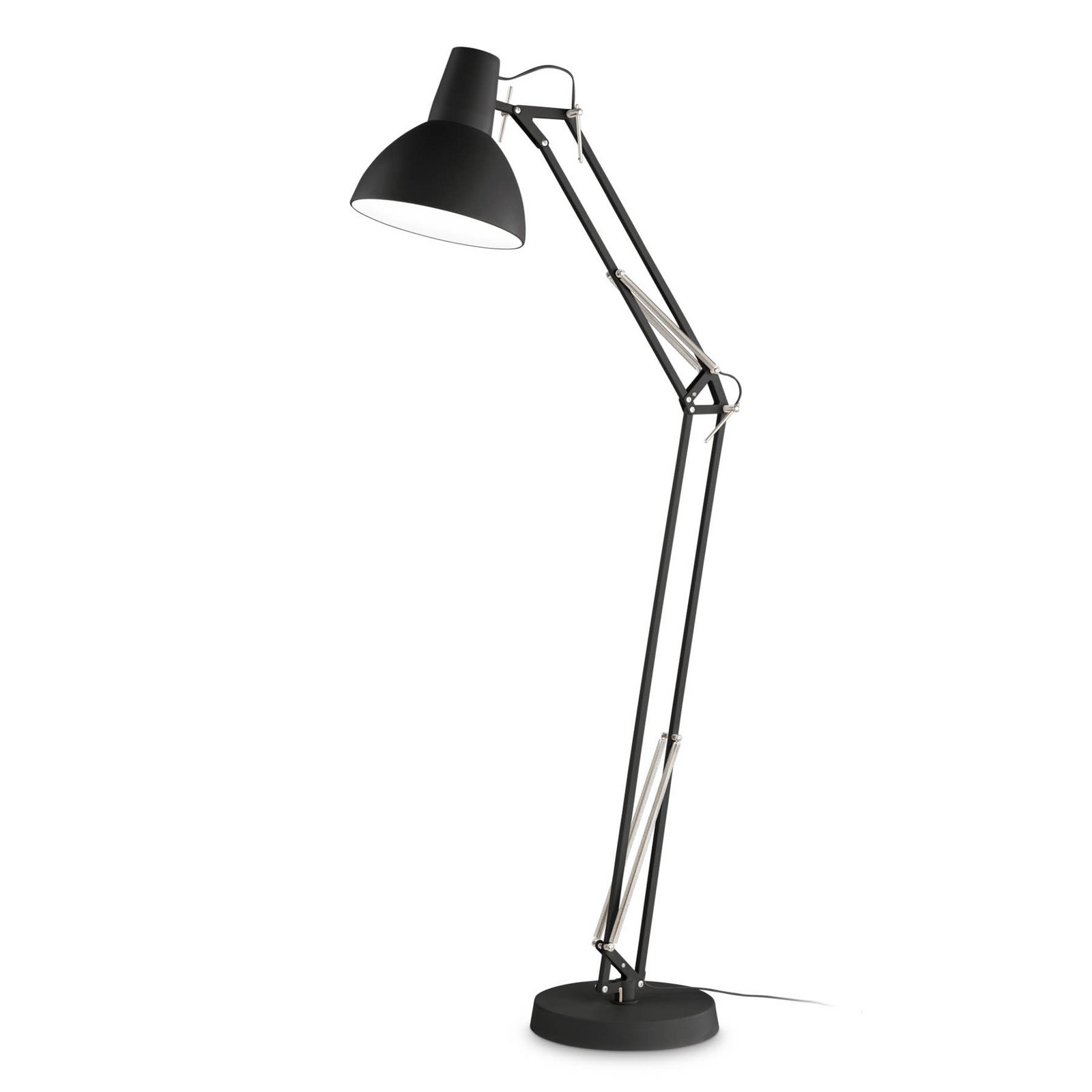 Ideal Lux golvlampa Wally, svart, höjd 160 cm, metall