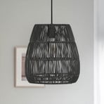 Lampa wisząca PR Home Saigon o wyglądzie rattanu, czarna, Ø 38 cm