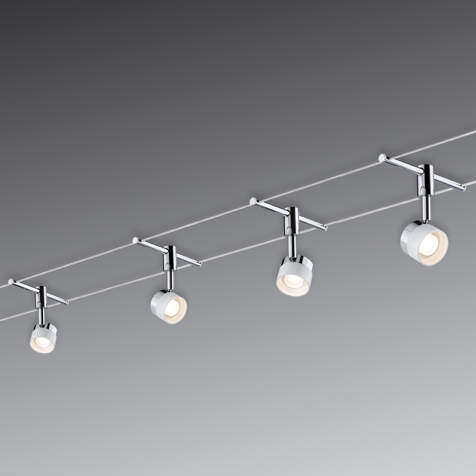 Paulmann With 4 round lights - LED cable system Stage, for Living / Dining Room, Metal, glass, 5 W, energy efficiency: A+, L: 500 cm, W: 16 cm
