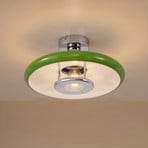 Lindby loftlampe Branford, retro, Ø 35 cm, grøn, metal