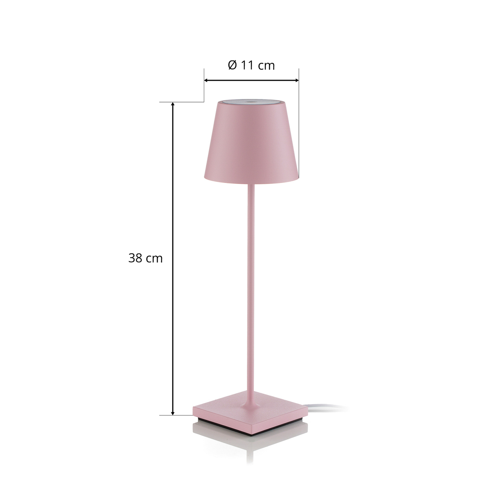 Zafferano Poldina LED-bordlampe, genopladeligt batteri, mat, pink