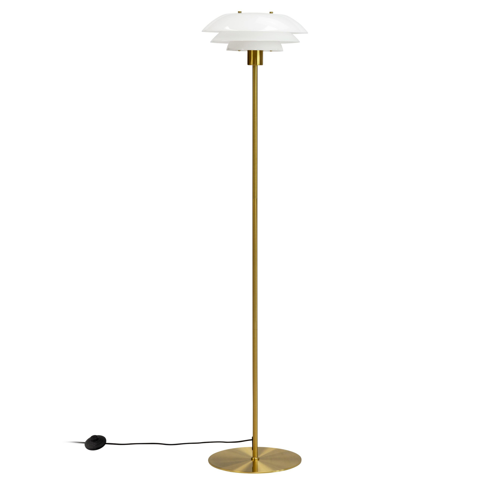 Dyberg Larsen floor lamp DL31, brass-coloured, height 133 cm