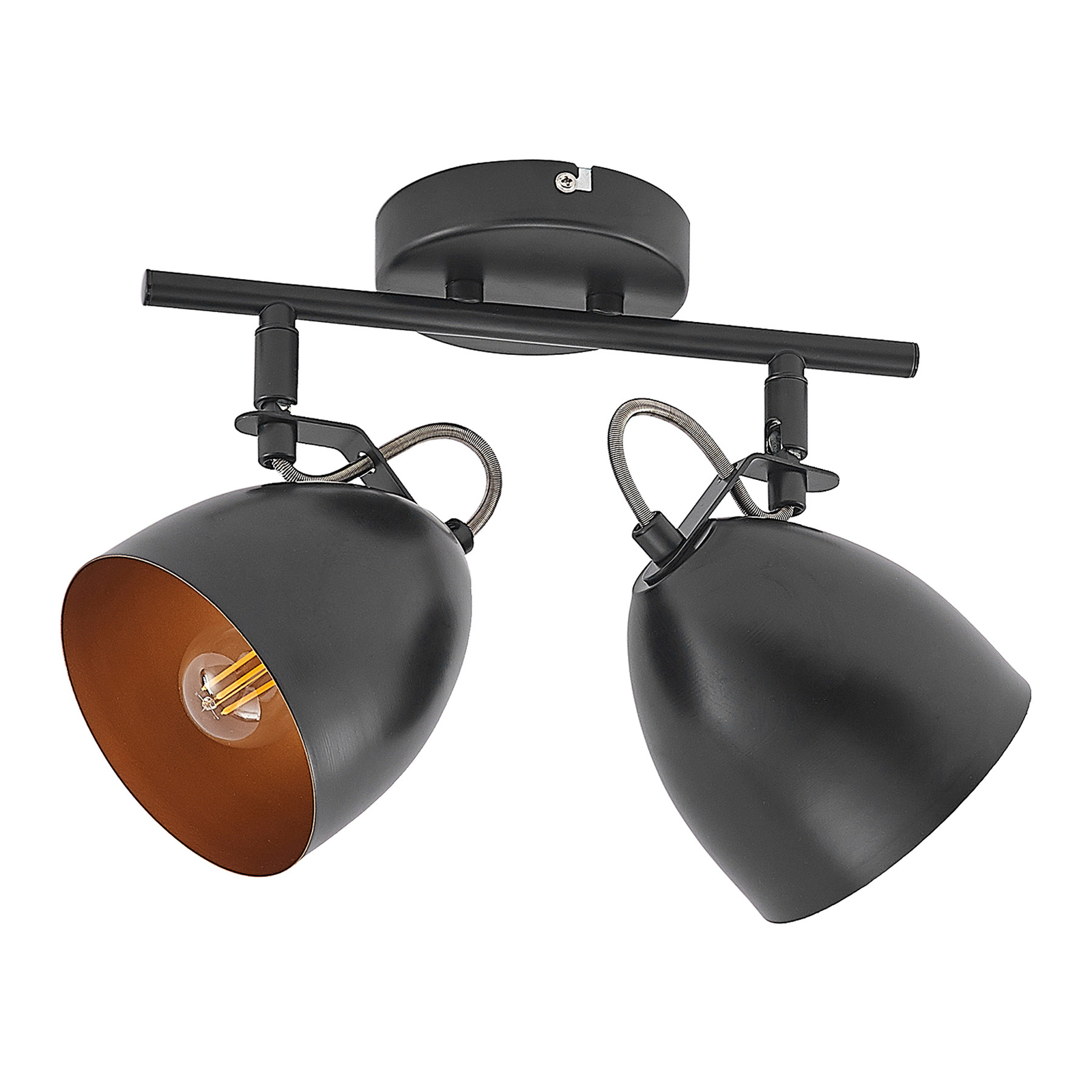 Lindby Fintja spotlight, black/gold, 2-bulb