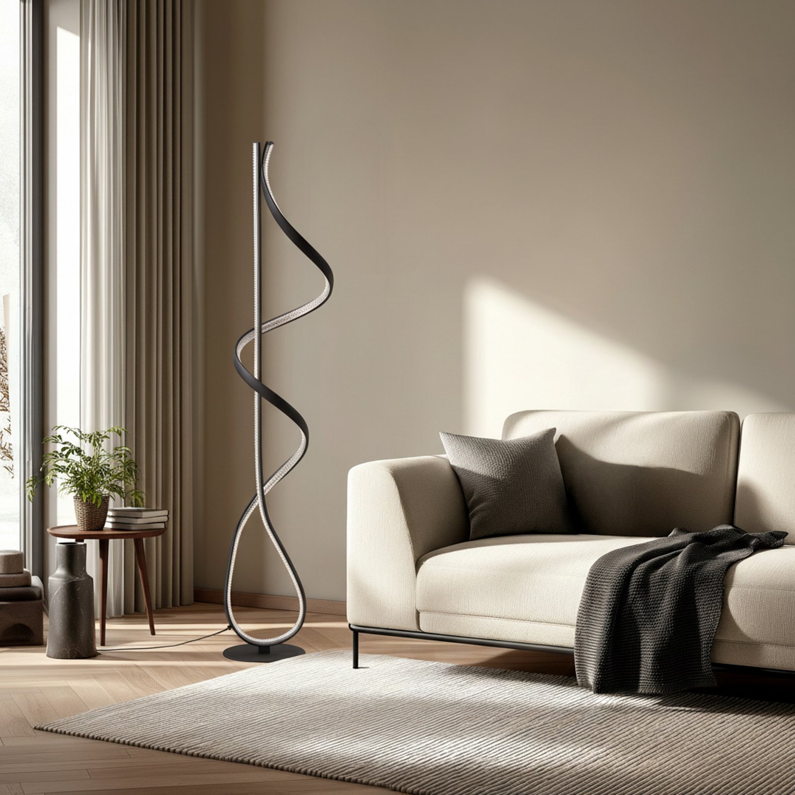 Rodado LED Lampadar Negru - Lucande Rodado LED Lampadar Negru - Lucande