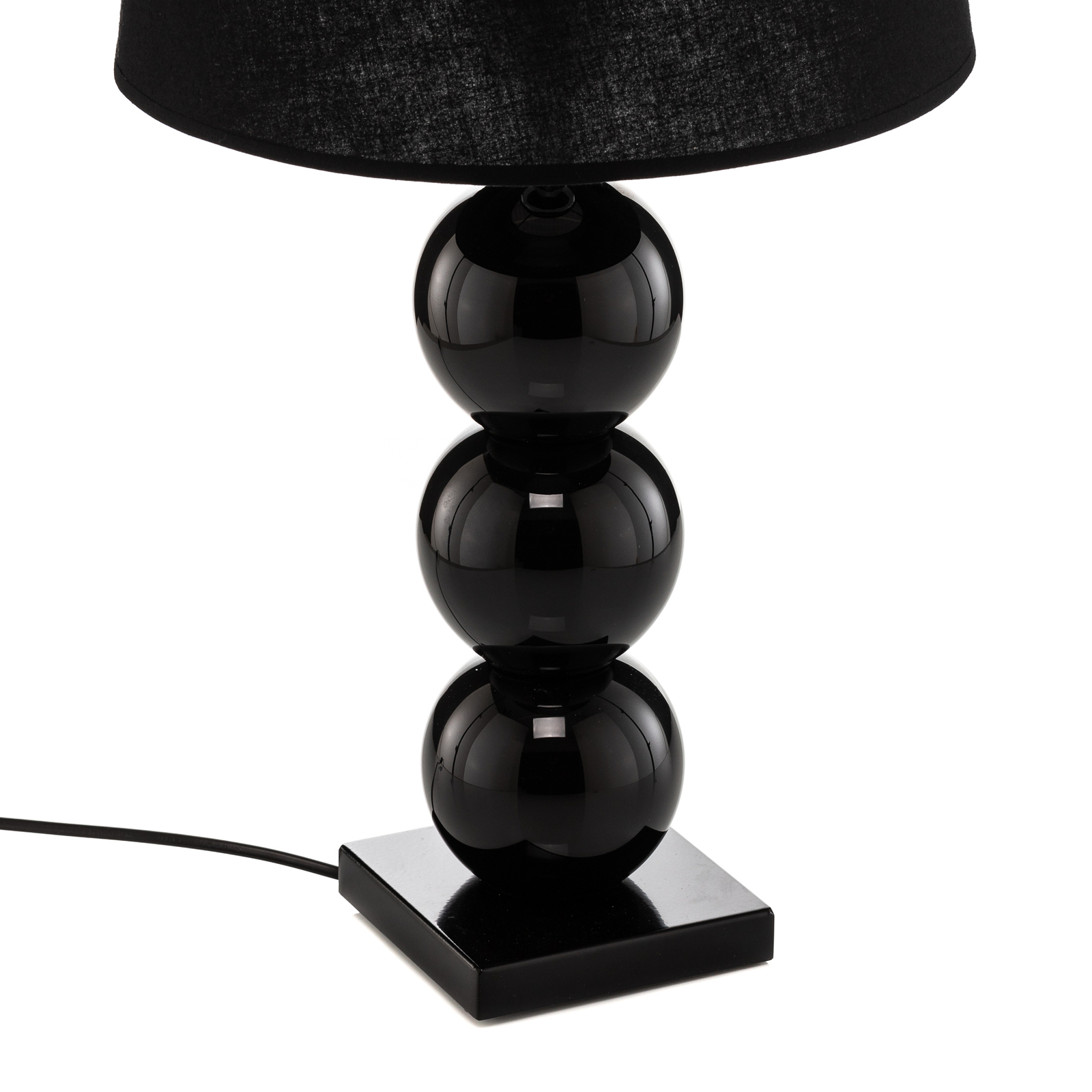 Tekstil-bordlampe Fulda, glassdekorasjon, svart