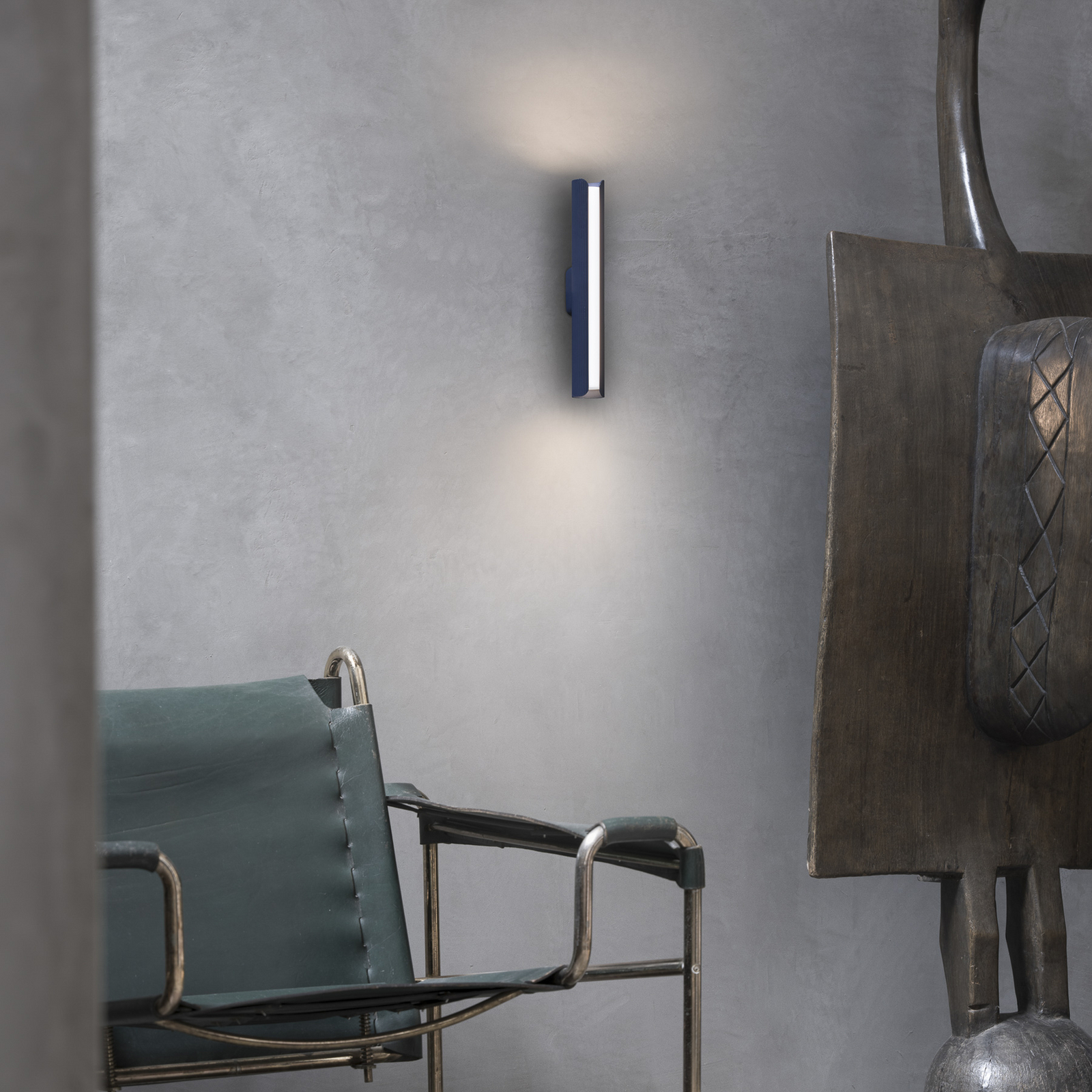 IDEAL LUX LED-stenna svetilka Dorica, modra, višina 30 cm, kovinska IDEAL LUX LED-stenna svetilka Dorica, modra, višina 30 cm, kovinska