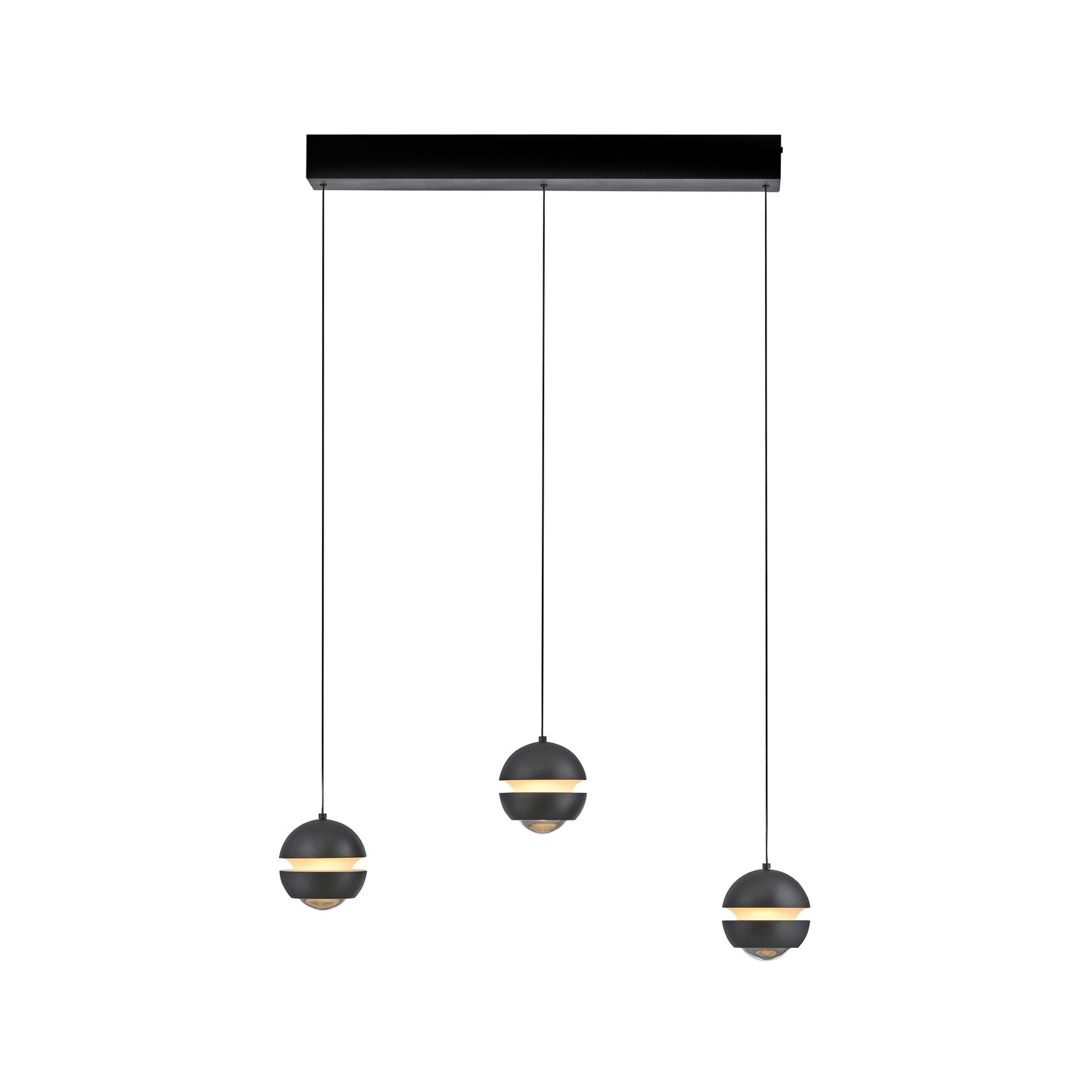 Schöner Wohnen LED závěsné světlo Lini černá 3-ramenná dlouhá 3 000 K