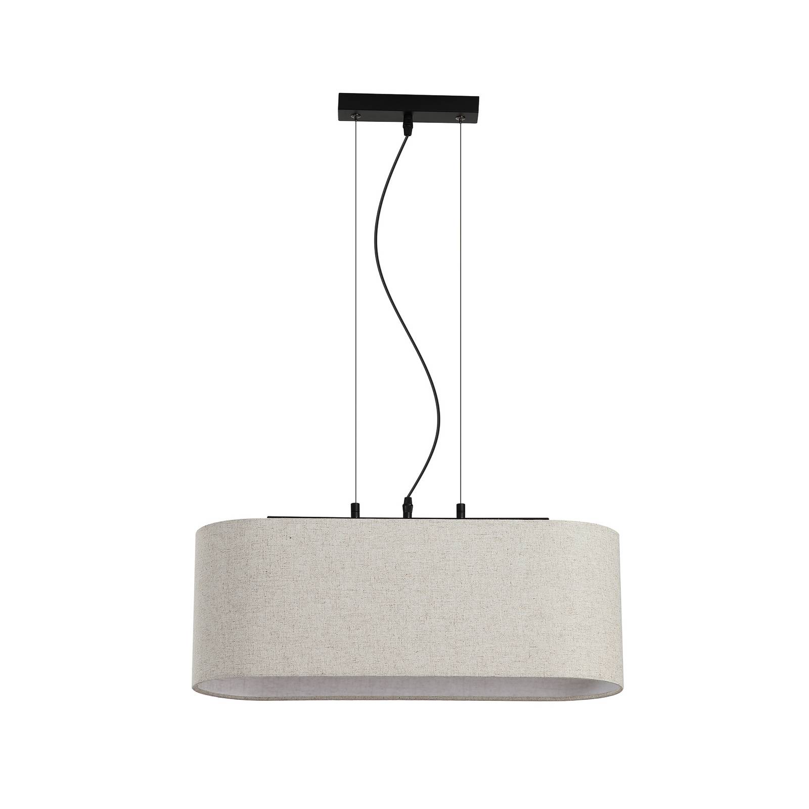 Lampa wisząca Hessian, długość 60 cm, naturalna biel, len/metal
