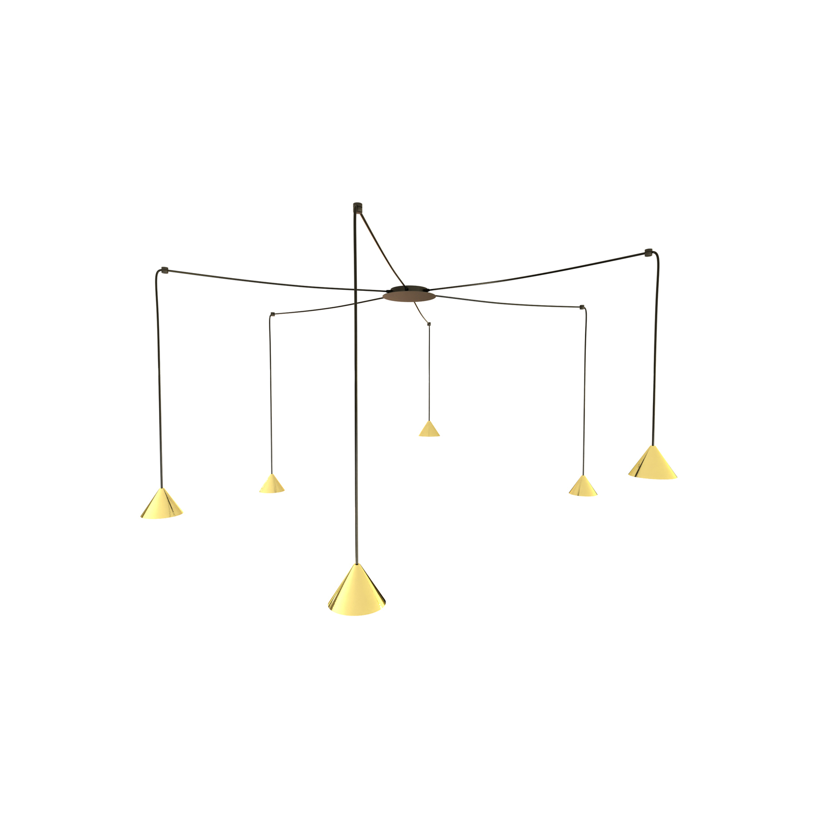 Suspension Elit Spider, 6 lampes, doré, métal