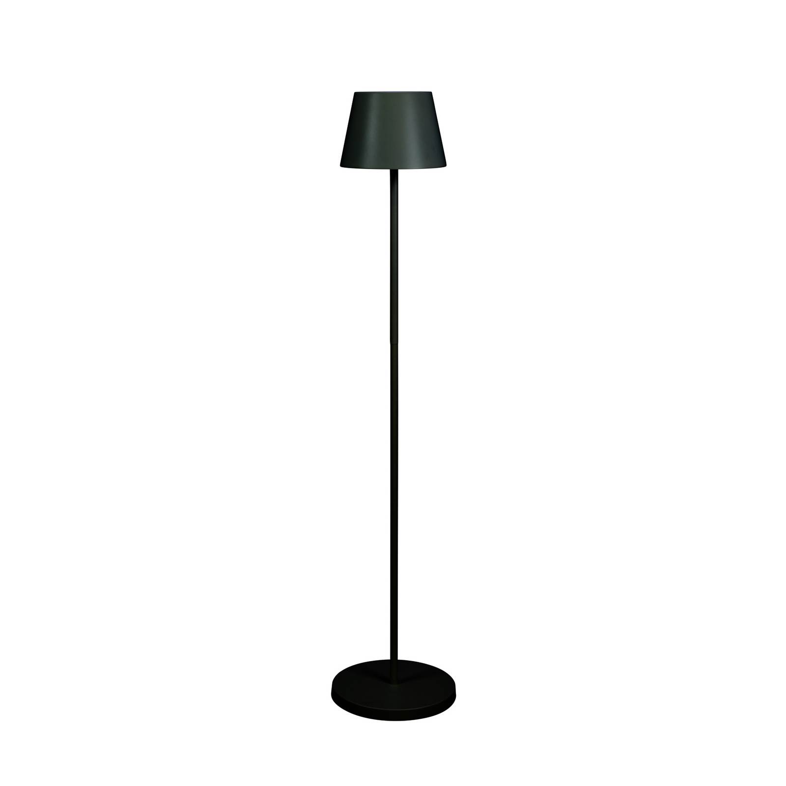 LED-Akku-Stehlampe Pomezia, schwarz, 124 cm, IP54, USB