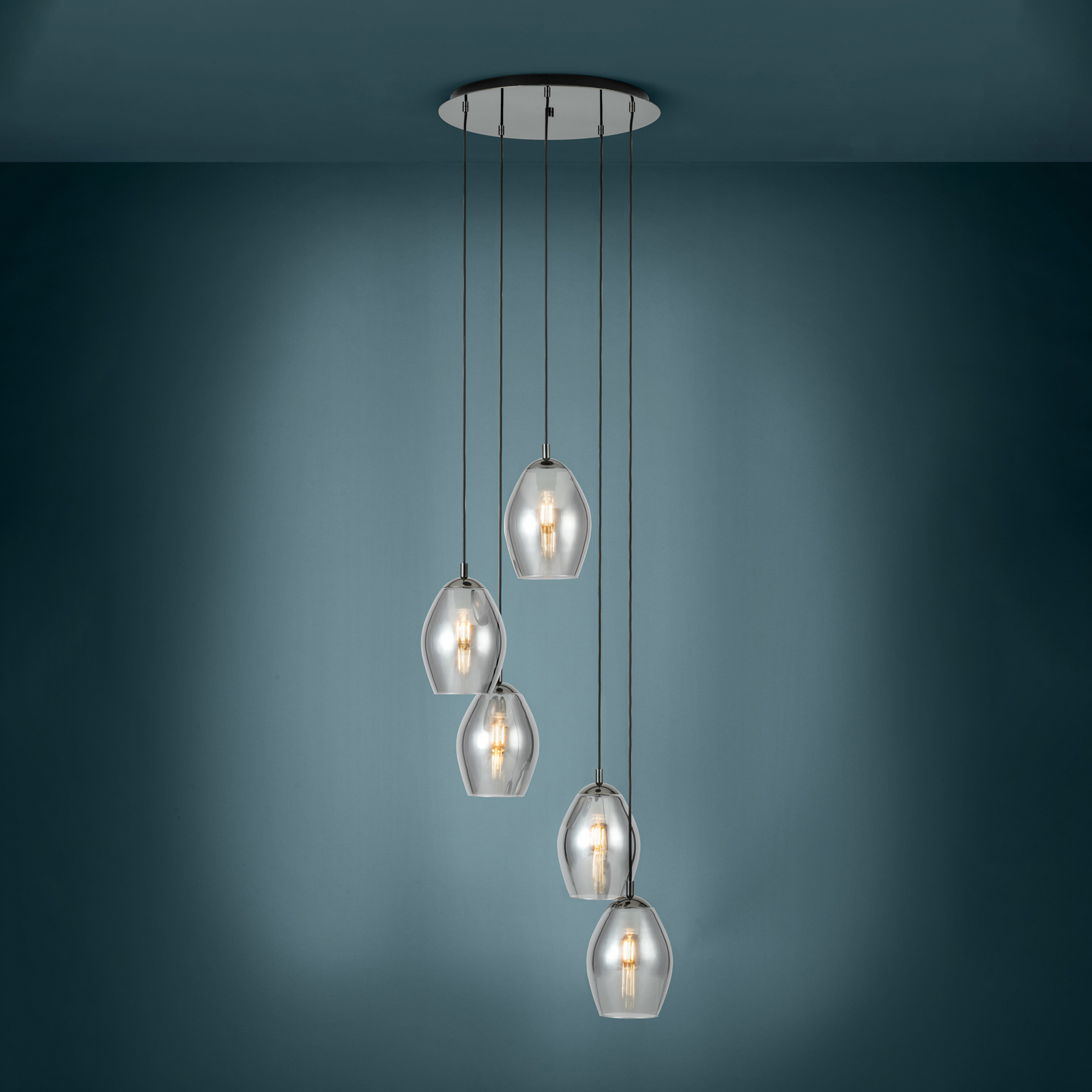 EGLO Stars Of Light Hängelampe Estanys, schwarz, 5-fl. rund EGLO Stars Of Light Hängelampe Estanys, schwarz, 5-fl. rund