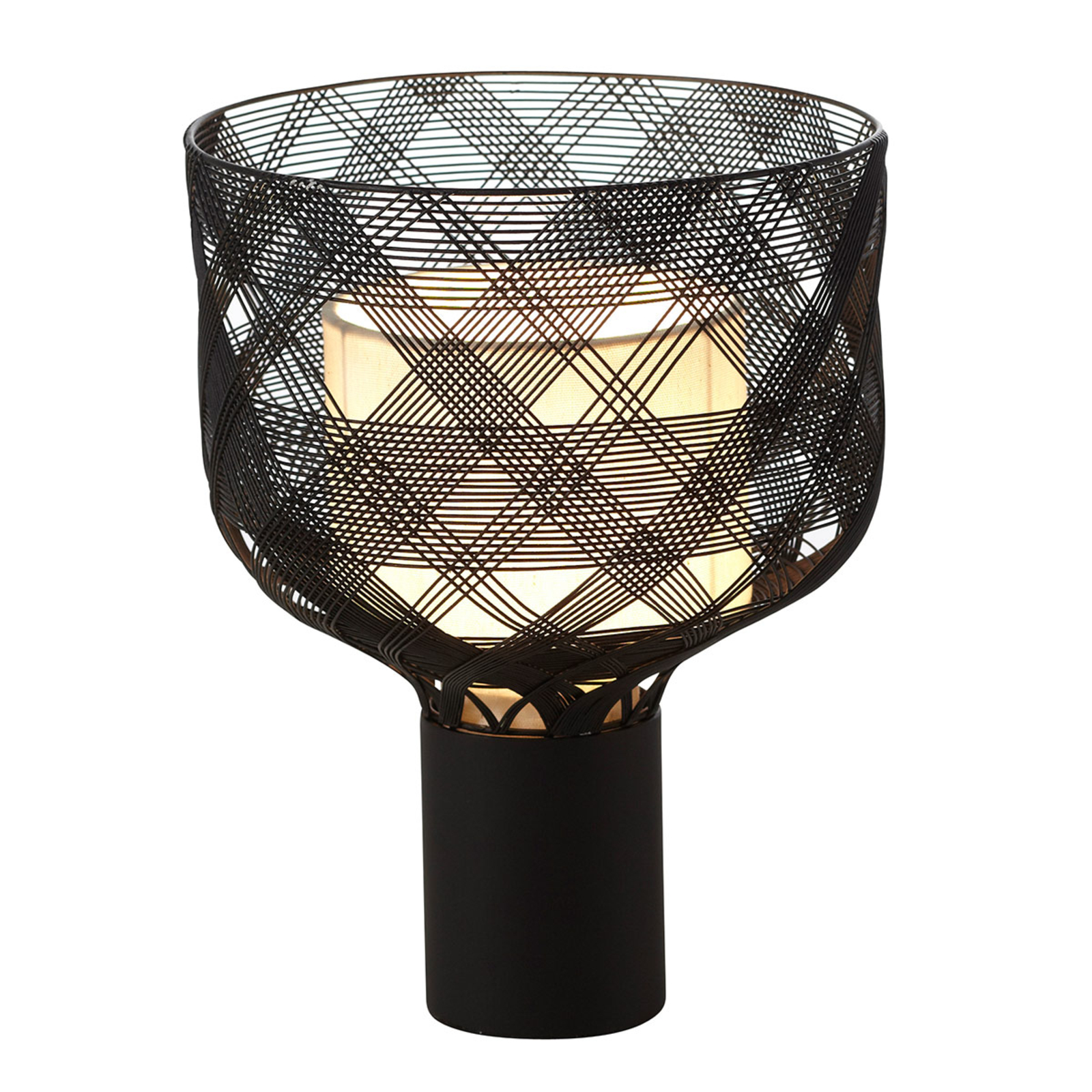 Forestier Antenna S table lamp 20 cm black, for Living / Dining Room, metal, fabric, E27, 15 W, energy efficiency: A++, H: 26.4 cm