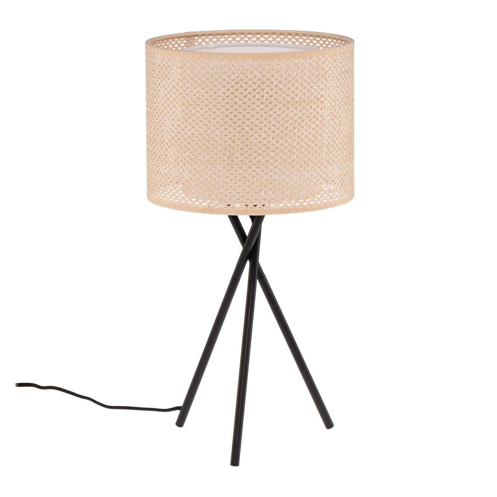 Lindby Tischleuchte Soula, Ø 26 cm, beige, Kunststoff, E27