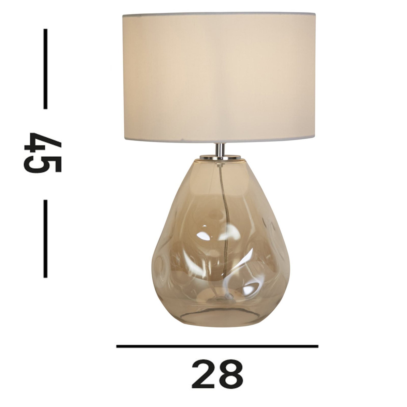 Lampada da tavolo Devon, bianco/crema, altezza 44,5 cm, tessuto/vetro