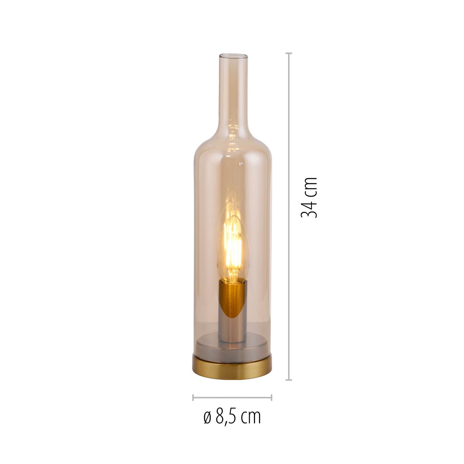 JUST LIGHT. tafellamp Bottle, amber, glas, E14