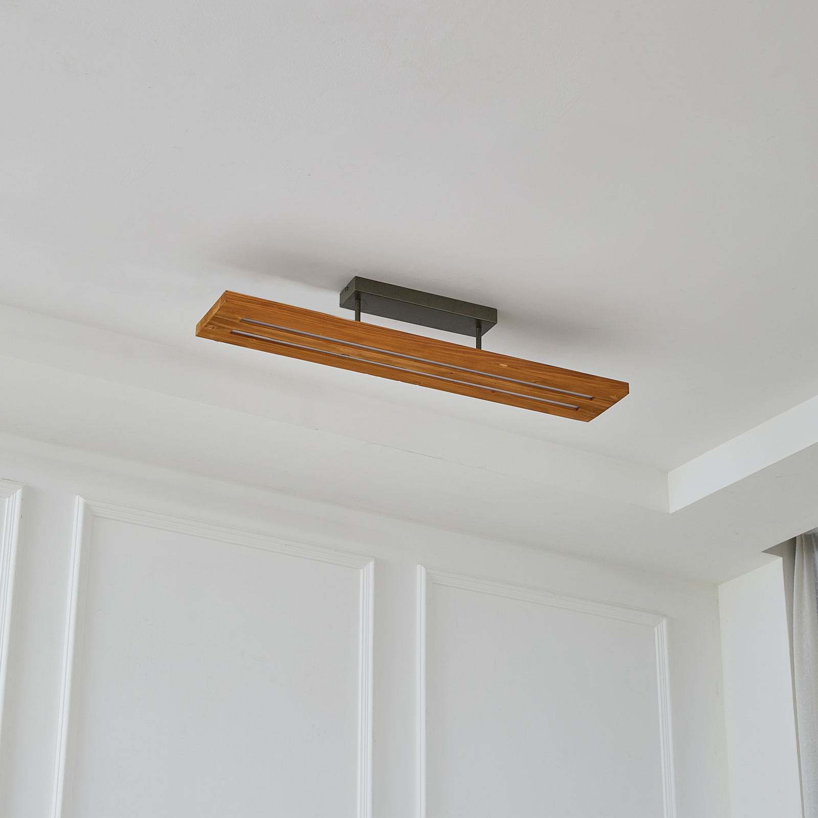 Nesaja LED Lampa Sufitowa Dim. Drewno/Czarny - Lindby