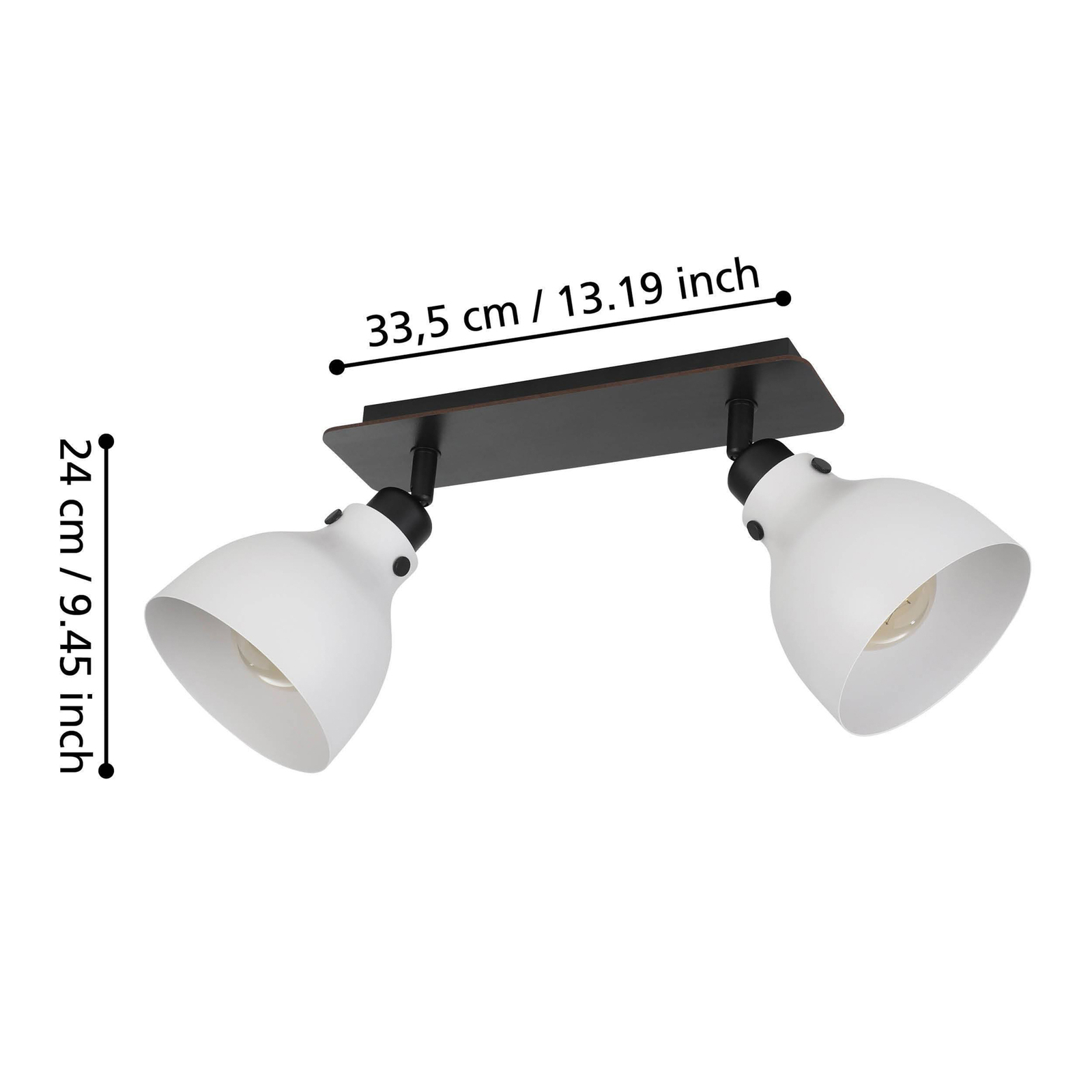 Matlock downlight, length 52 cm, grey/black, 2-bulb.