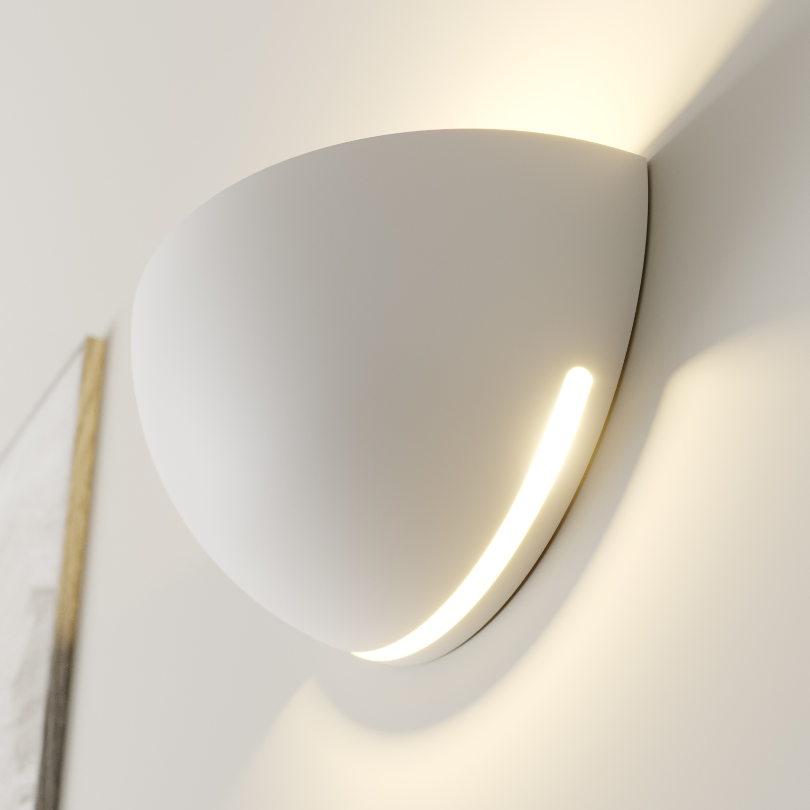 Applique di gesso Jaron, bianco, semisfera Lampade.it